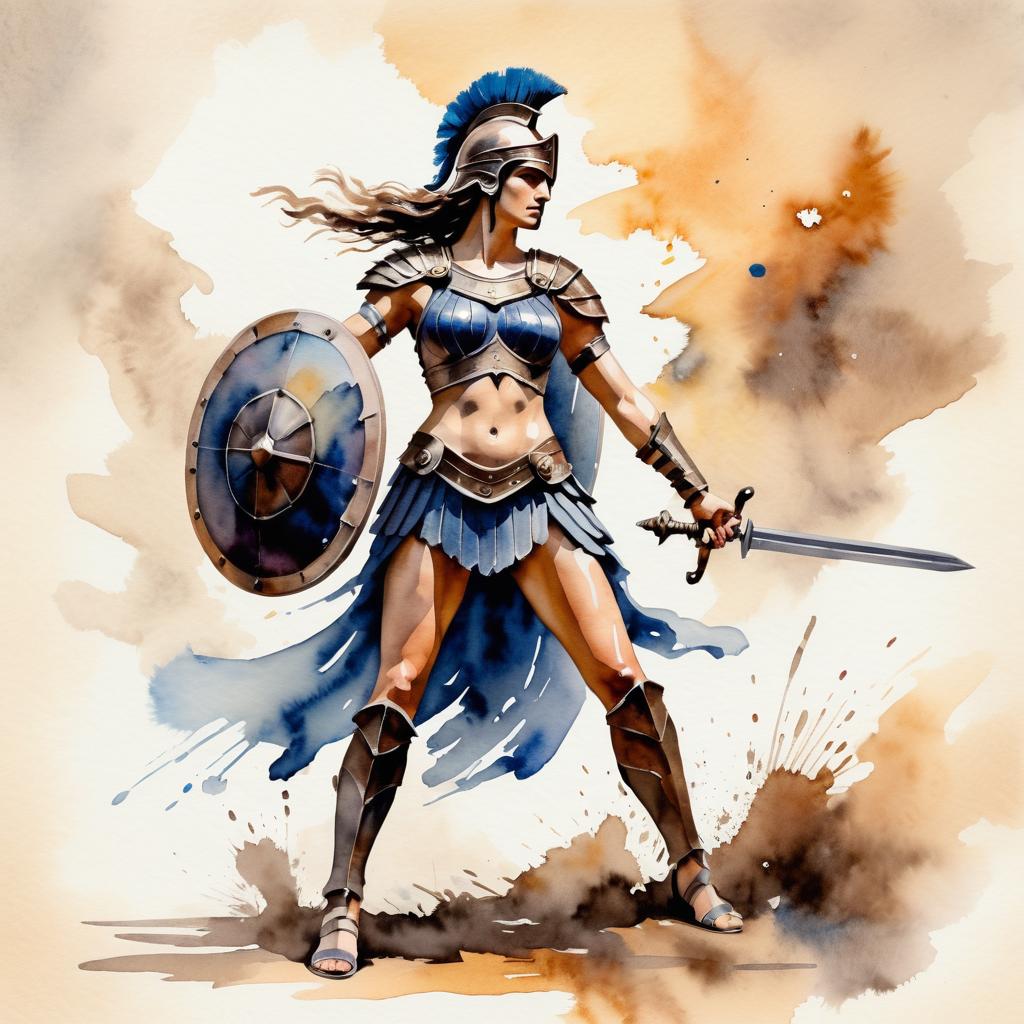 Athena: Warrior of Troy in Watercolor