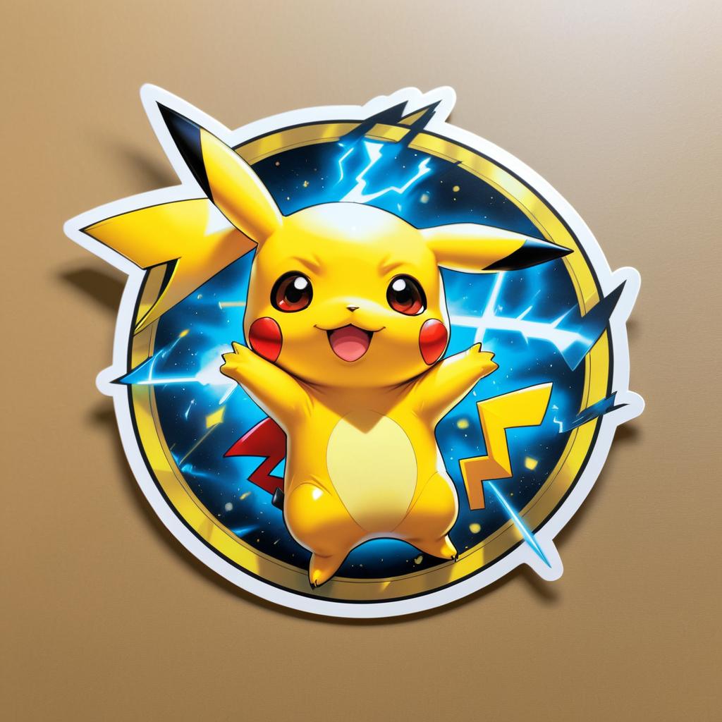 Cute Pikachu Superhero Sticker Art