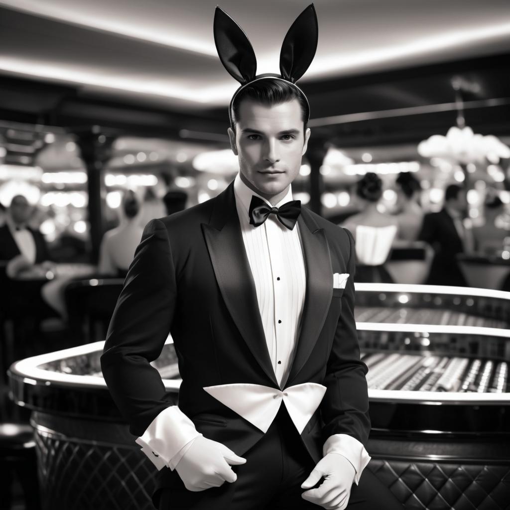 Debonair Playboy Bunny in Vintage Casino