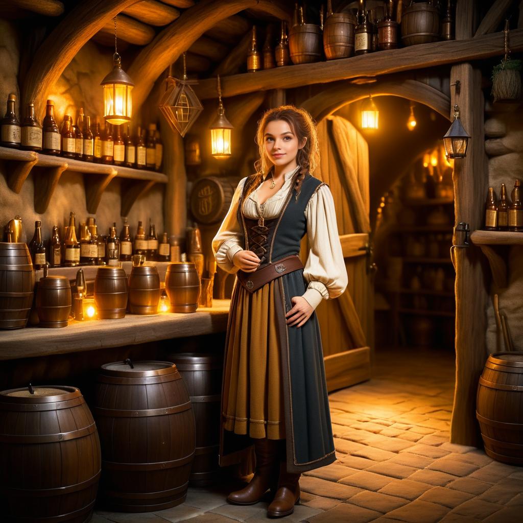 Enchanting Halfling Barmaid at Magical Tavern