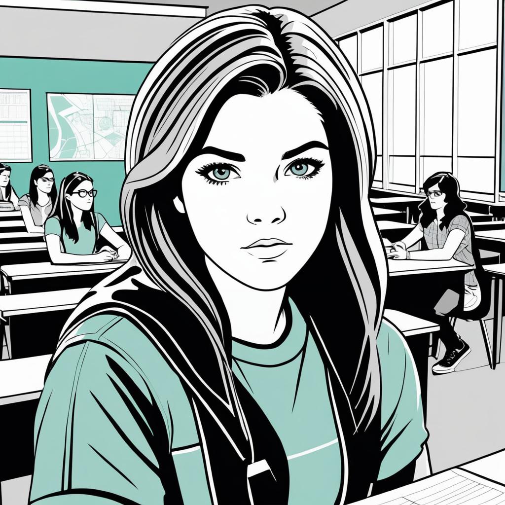 Modern Comic Style High School Scene