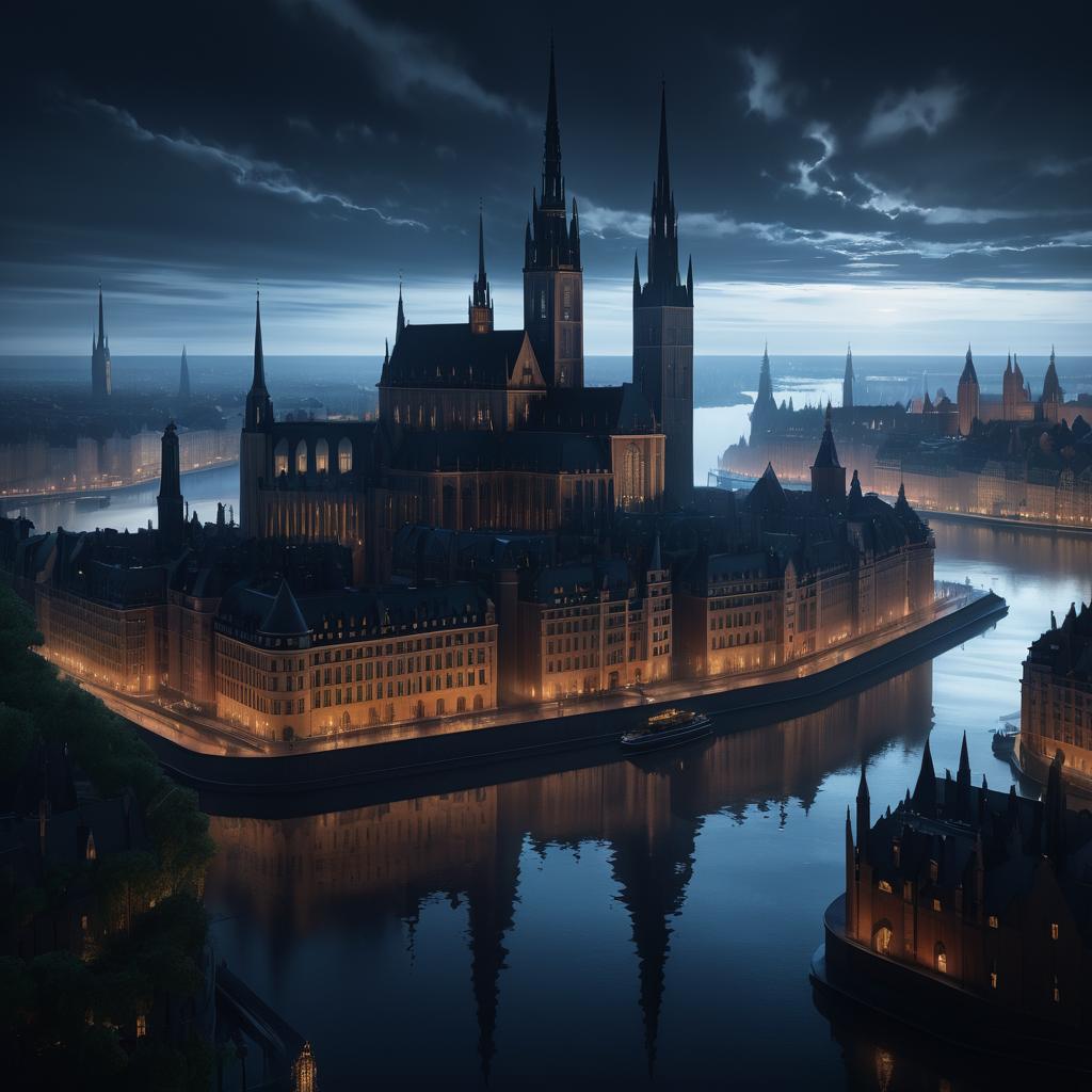 Neo-Gothic Stockholm Cityscape in 8K