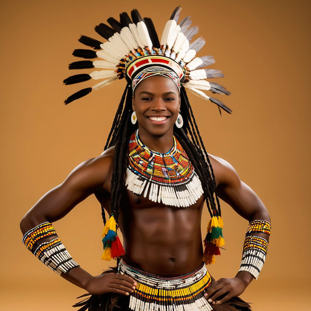 Vibrant Zulu Dancer in Flowing Shawl