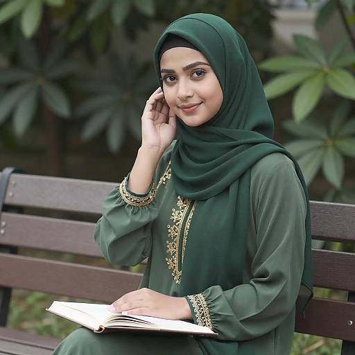 Young Woman in Green Hijab Portrait