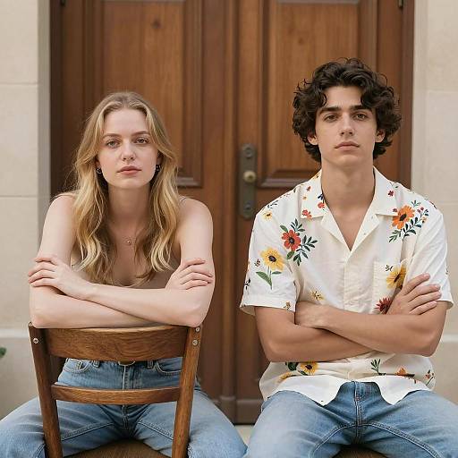 Intimate Moment by Wooden Doors