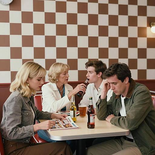 Group of Four in Retro Diner