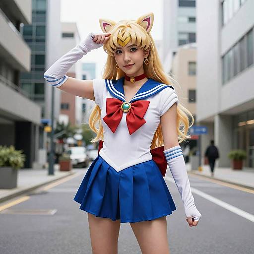 Adult Woman in Sailor Mars Costume