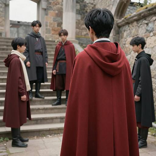 Boys in Ruins with Robes and Capes