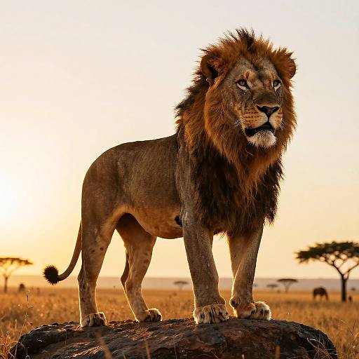 Regal Lion on Golden Savannah
