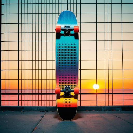 Classic Skateboard with Sunset Gradient