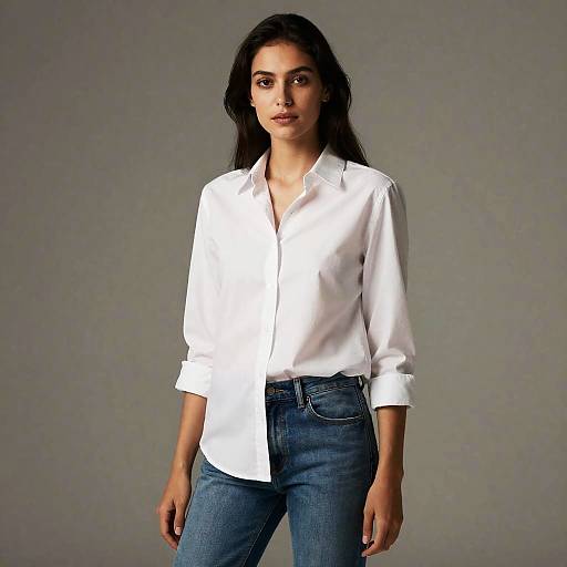Woman Posing in Cotton Shirt