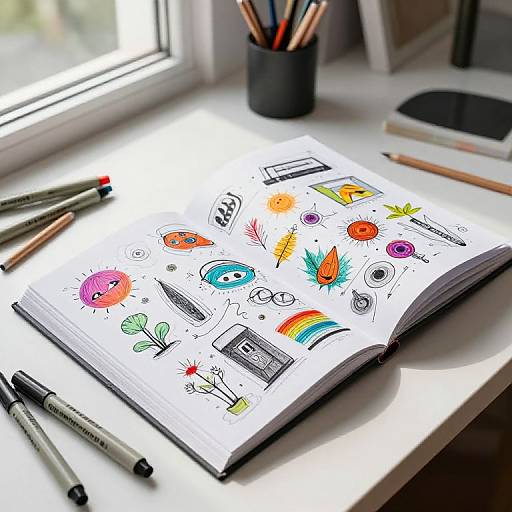 Overhead Shot of Vibrant Sketchbook