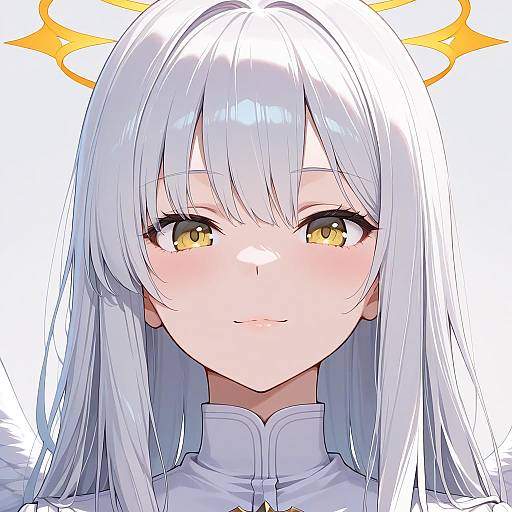 Serene White-Haired Angel Close-Up Portrait
