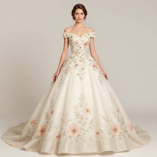 Elegant Floral Bridal Fashion Illustration