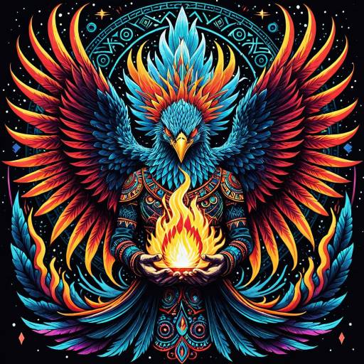 Psychedelic Phoenix with Radiant Flame