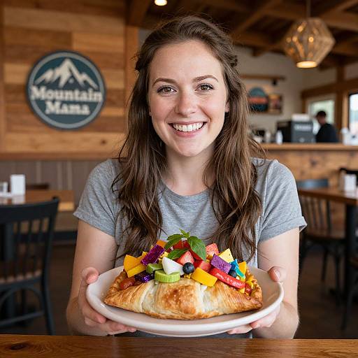 Smiling Woman with Vibrant Turnover