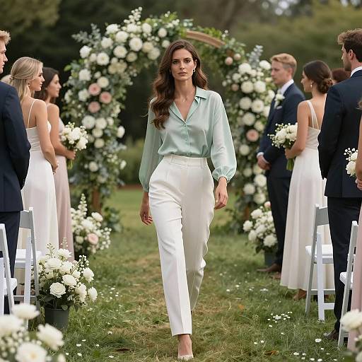 Woman Walking Down Wedding Aisle