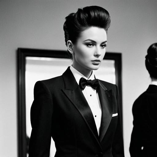 Elegant Woman in Tuxedo with Quiff