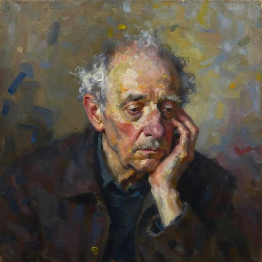Avant-Garde Oil Portrait of Elderly Man