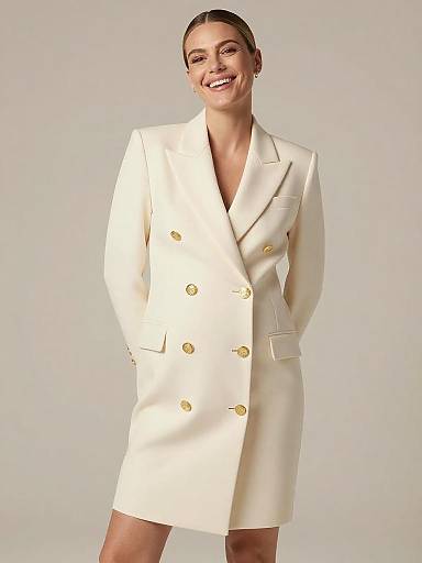 Ivory Editorial Maternity Blazer Portrait