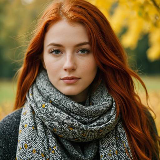 Serene Redhead in Autumn Landscape