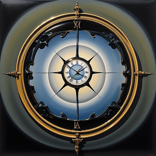Surreal Melting Clock in Symmetrical Art Surreal Melting Clock in Symmetrical Art