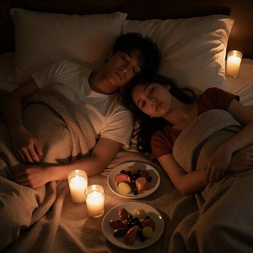 Cozy Intimate Bedroom Scene with Candles