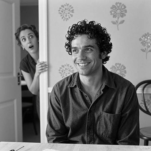 Candid Moment Black and White Portrait