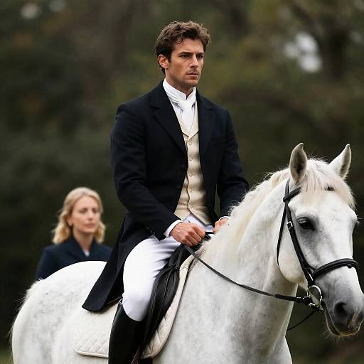 Intense Rider in Forest Light