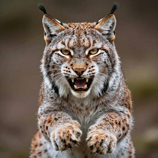 Fierce Eurasian Lynx Snarling Photo