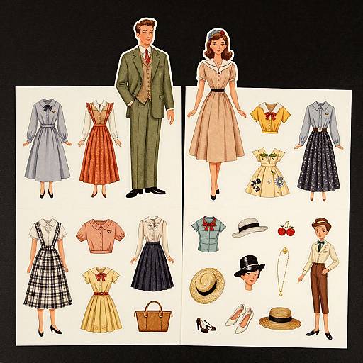 1940s Vintage Paper Doll Set