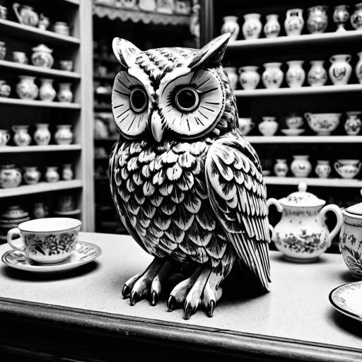 Porcelain Owl Figurine in Vintage Store