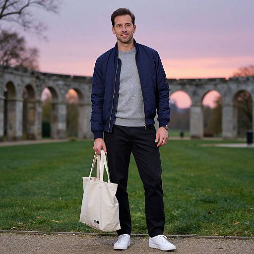 Confident Man in Vibrant Sunset Park