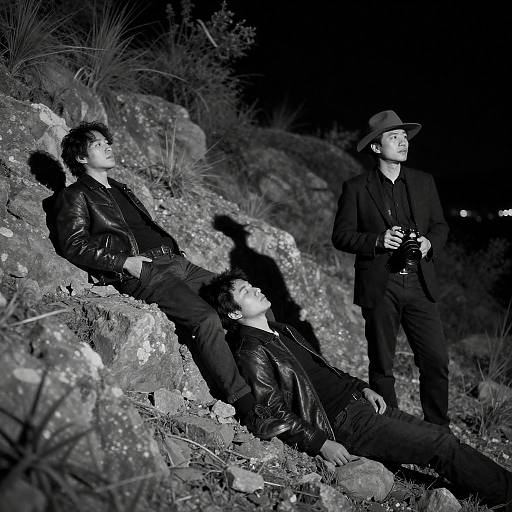 Nocturnal Trio on Rocky Hillside