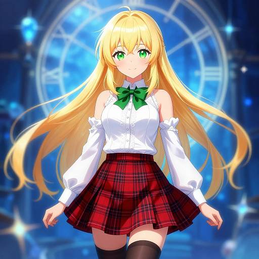 Anime Girl with Magical Clock