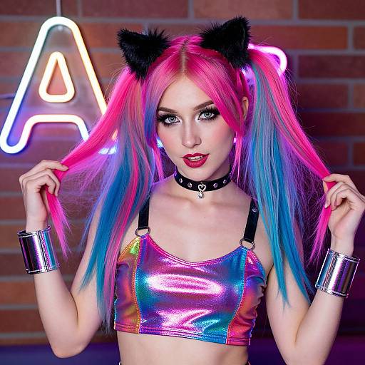 Vibrant Neon Club Portrait