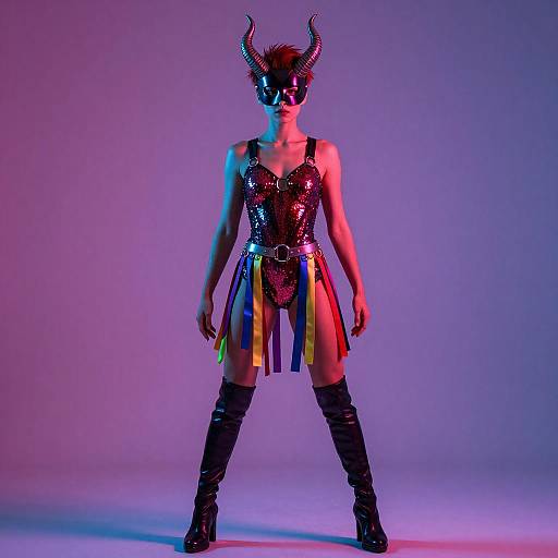 Cinematic Neon Diablada Acrobat Portrait