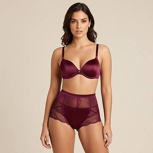 Confident Woman in Elegant Burgundy Lingerie