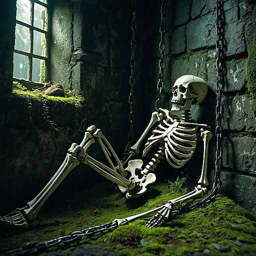 Chained Skeleton in Mossy Dungeon