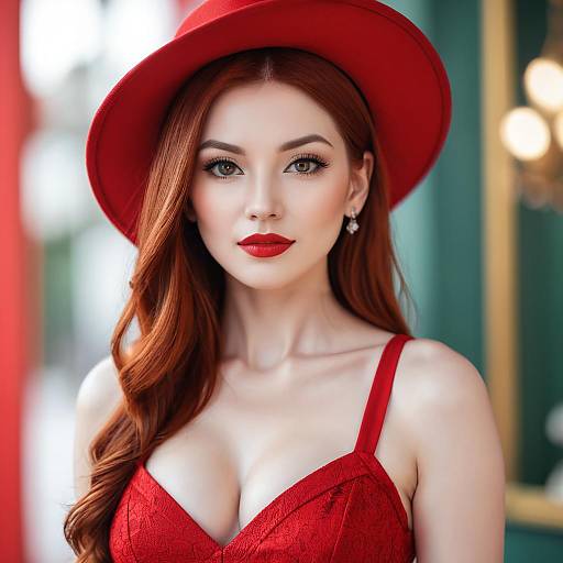 Elegant Red-theme Portrait of a Girl