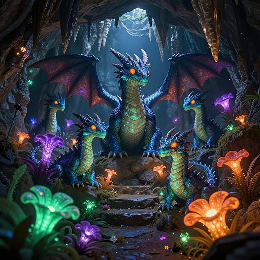 Mystical Cave of Glowing Dragons
