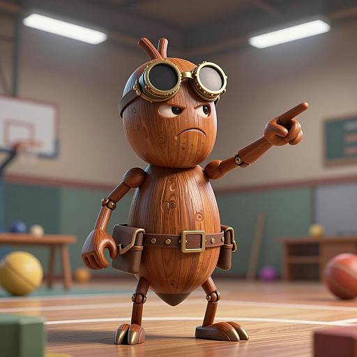 Steampunk Acorn Guardian in Dynamic Gym Scene