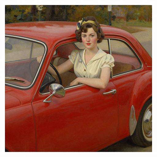 Vintage Oil Painting of Stylish Woman