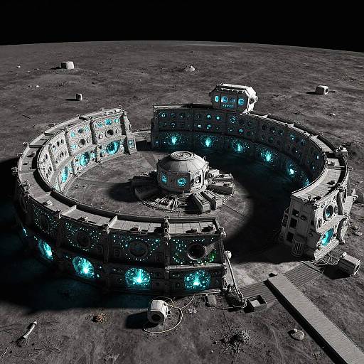 HDR Bird's-Eye View Moon Base