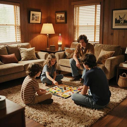 Cozy 70s Vintage Living Room Scene