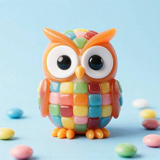 Colorful Candy Owl in Pop Art