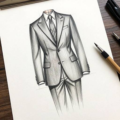 Classic Tailored Suit Fashion Sketch