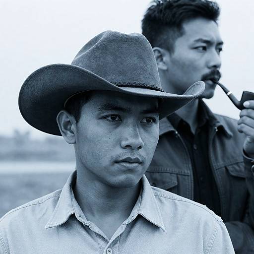 Intense Cowboy and Moustached Companion