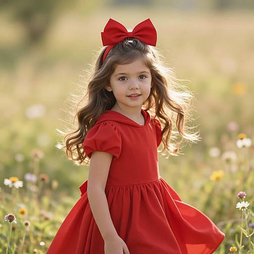 Joyful Girl in Sunny Meadow