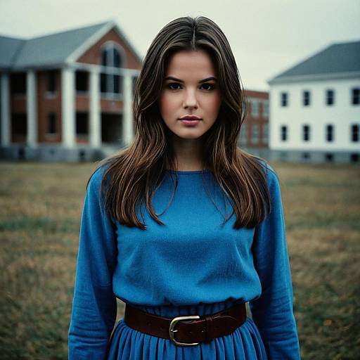 Melancholic Girl in Blue Dress